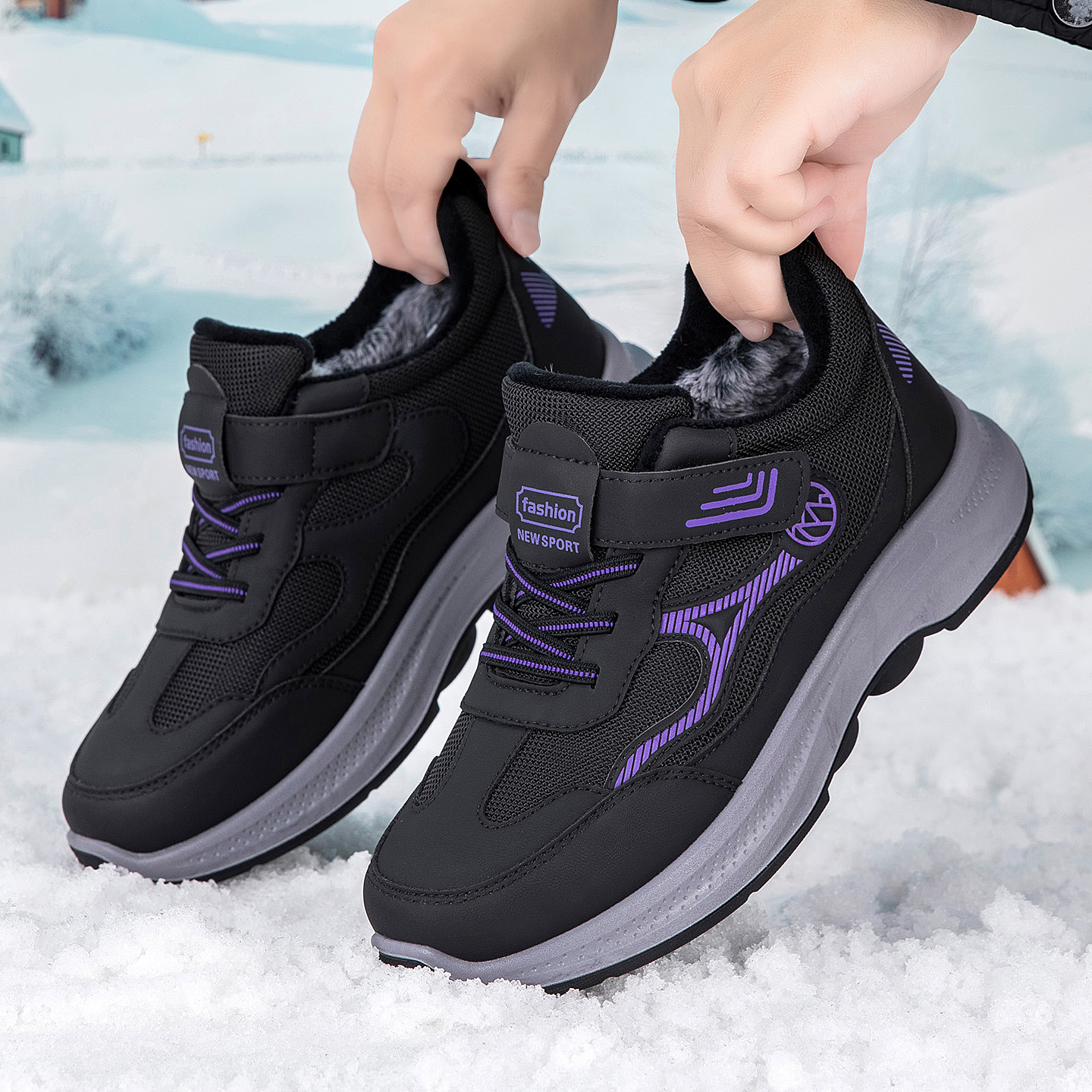 老北京布鞋女老年加绒保暖健步鞋