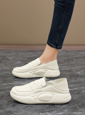 踩屎感妈妈鞋秋季大码42码女鞋一脚蹬软底舒适乐福鞋软面豆豆鞋女