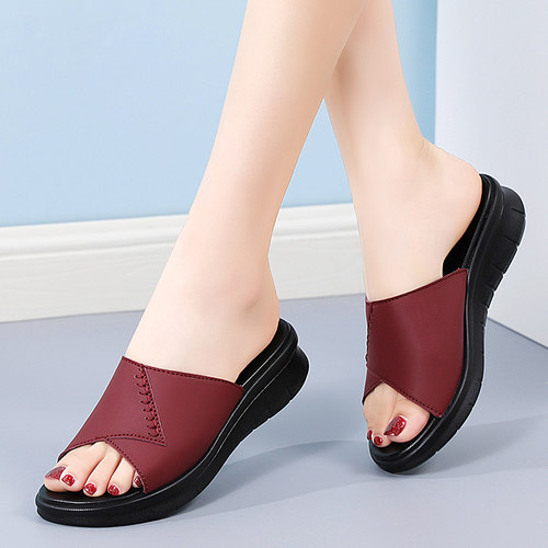 时尚厚底坡跟拖鞋轻便软底舒适