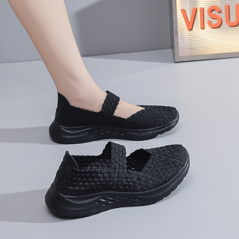 一脚蹬编织鞋轻便软底透气