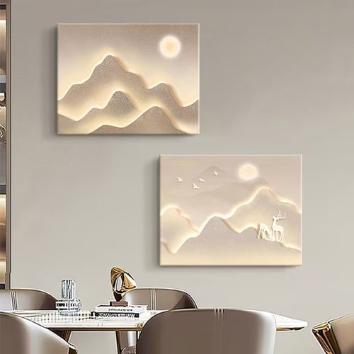 新款日照金山超薄电表箱装饰画轻奢高级感遮挡强弱配电箱盖板挂画