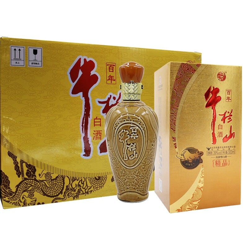 佰年牛栏山北京二锅头金牛52度浓香型白酒礼盒整箱500ml *6瓶装