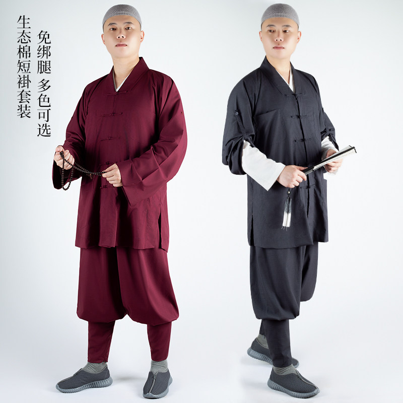 夏季薄款僧服短褂免绑腿僧衣套装出家人透气吸汗生态棉和尚服小褂