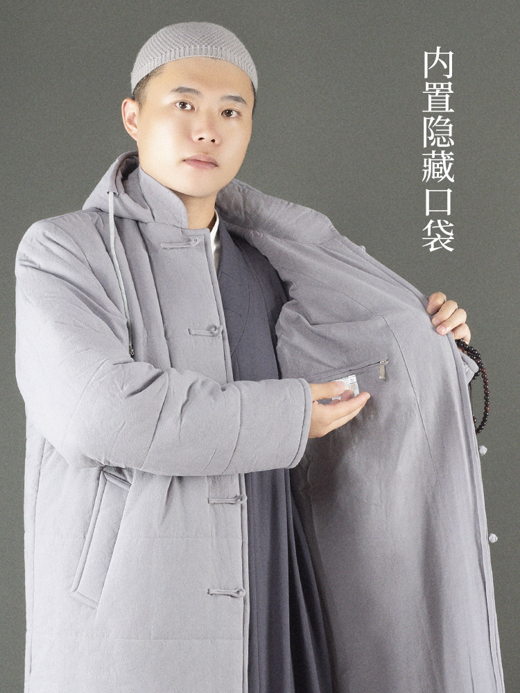 WINTER MONK CLOTHES COTTON COATS MONK CLOTHES COTTON JACKETS MENS AND WOMENS LINEN MONK CLOTHES COTTON THICKENED COTTON ROBES LONG GOWNS MEDITATION CLOTHES