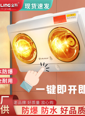 金羚两灯三灯五灯挂壁式取暖灯泡浴霸家用浴室厕所防水卫生间安全