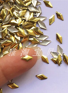 DIY娃衣烫片服装烫胶烫钉装饰珠 菱形铆钉散珠配件迷你4m银色金色