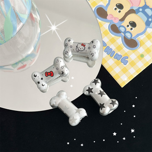 渐变银色星星小猫小骨头发夹ins简约y2k辣妹刘海夹侧边卡子头饰