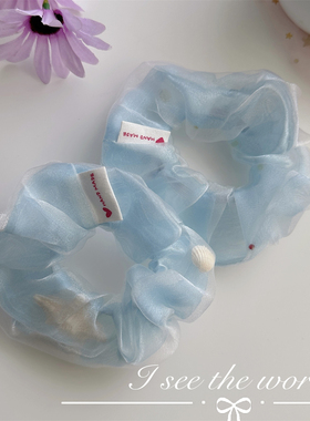 蓝色贝壳薄纱闪闪光泽发圈女高级