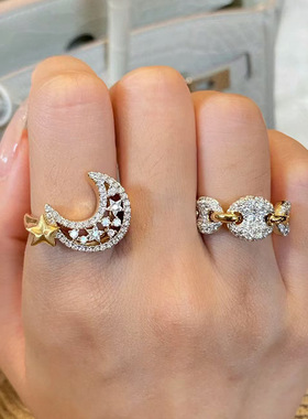 星月豆豆撞色戒指食指戒