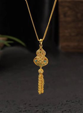 高级感个性时尚新中式国朝国风古法复古百搭葫芦项链女款锁骨链