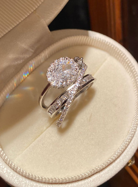 鸽子蛋多层圈圈戒指女