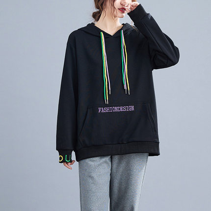 300斤特大码女装胖mm连帽抽绳卫衣YD2349