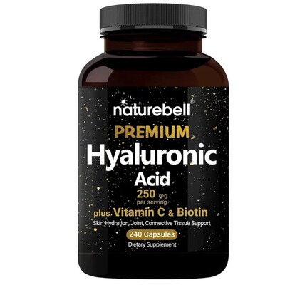 美国NatureBell透明质酸250毫克5000微克生物素和 25毫克维生素C