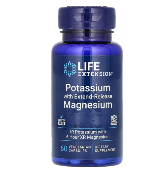 美国Life Extension 钾 + 缓释镁素胶囊 健康血压平衡60粒