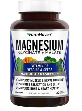 美国FarmHaven 甘氨酸镁和苹果酸复合物含维生素 D3120粒