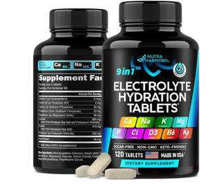 美国NUTRAHARMONY镁氯化钾 钠 维生素D和B6 电解质补充剂酮120片