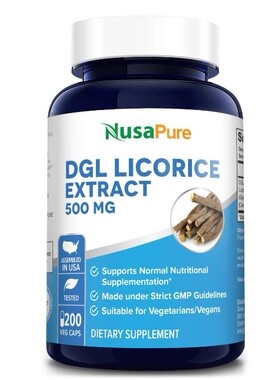美国NusaPure DGL Licorice Extract 甘草提取物500mg 素食200粒