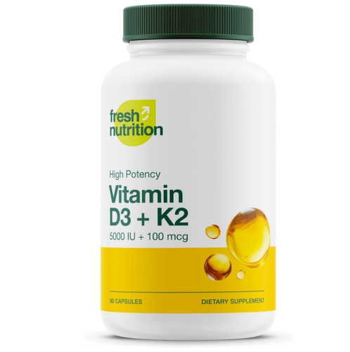美国Fresh Nutrition维生素 D3 + K2 MK-7免疫健康骨骼健康90粒