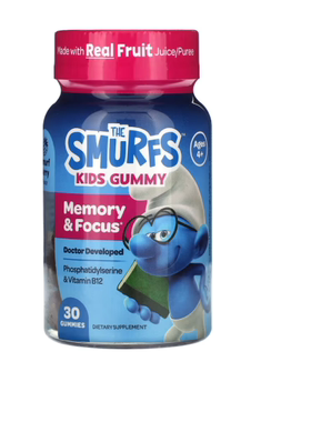 美国The Smurfs 儿童记忆力与专注力软糖 蓝精灵浆果味30 粒软糖