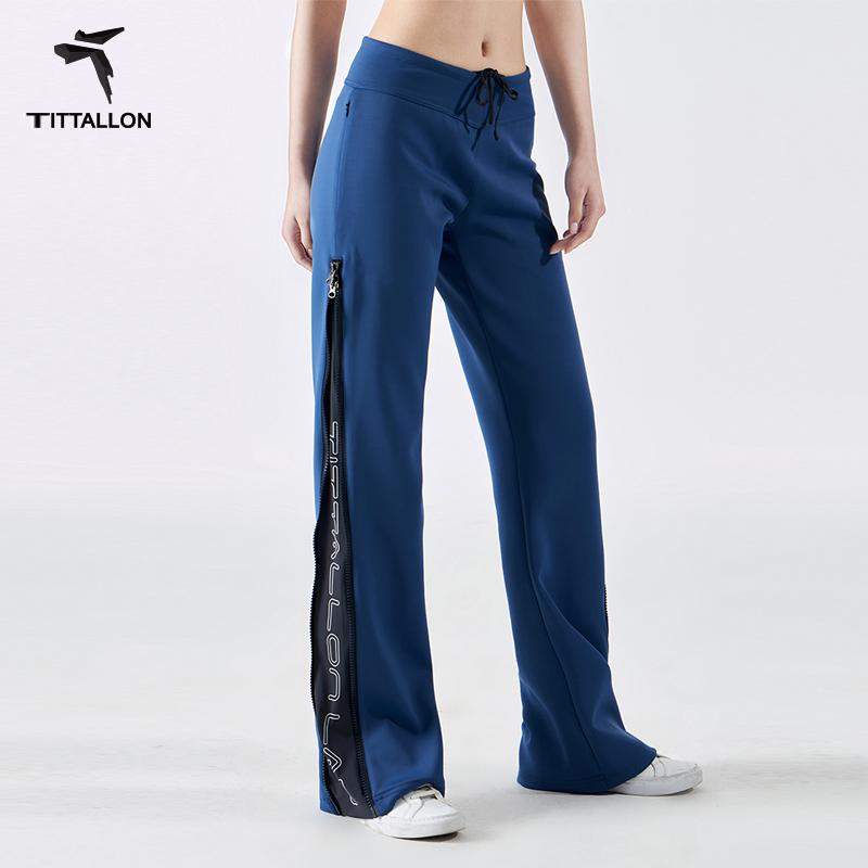 Tittallon弹力运动喇叭针织裤女
