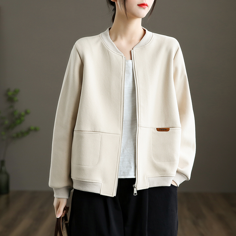 dza 短款休闲外套女士新款春秋季棒球服宽松工装夹克运动百搭上衣