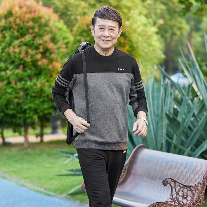 中老年人运动套装男春秋父亲秋装长袖卫衣两件套爸爸男士休闲套装