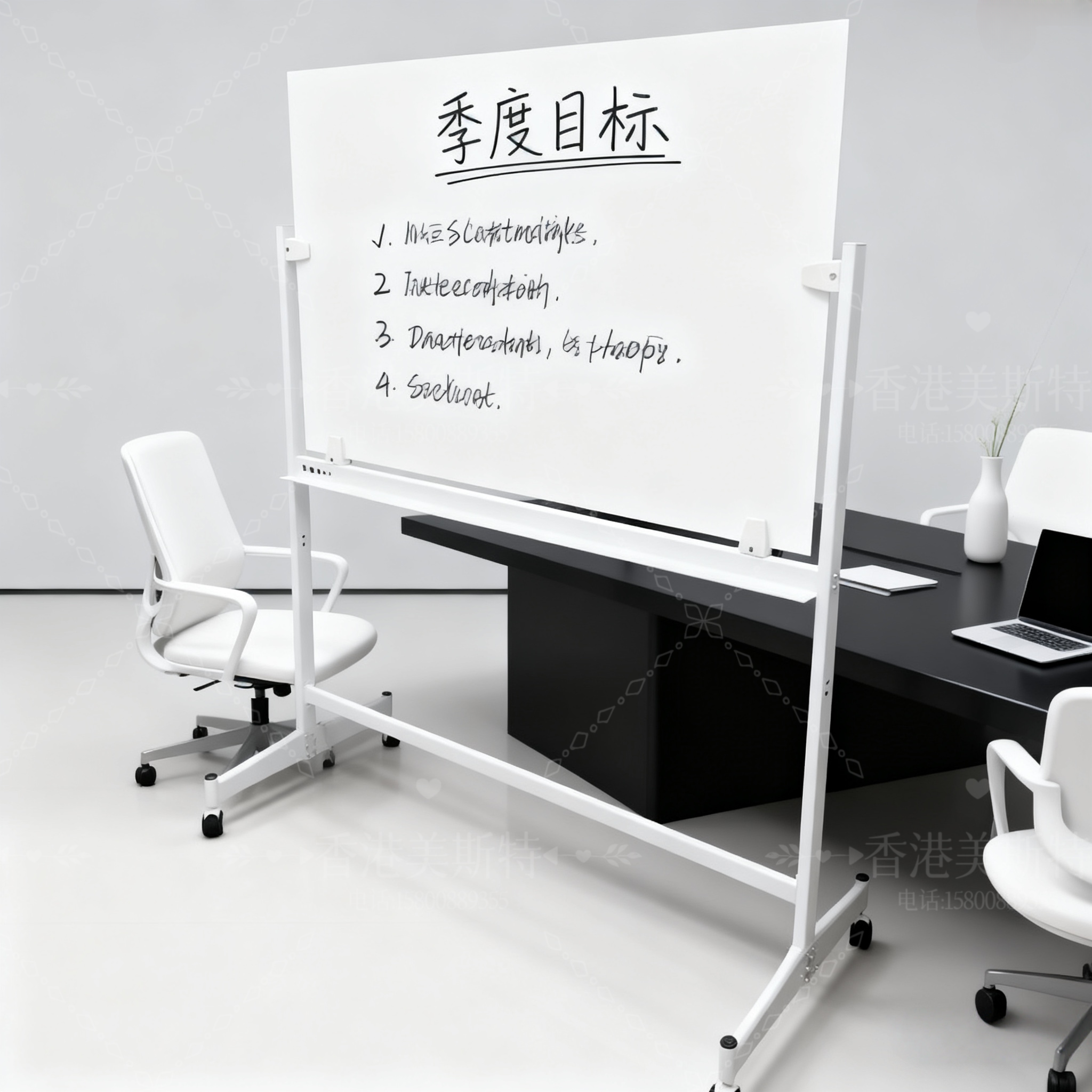 钢化玻璃白板写字板支架式磁性可擦写带架子公司开会办公会议室家用教学教育培训直播培训黑板立式移动提示板