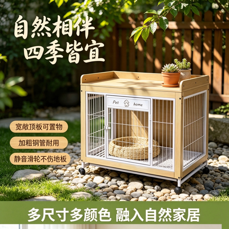 万向轮移动狗笼子幼犬室内带厕所托盘简易安装四季皆宜宠物用品