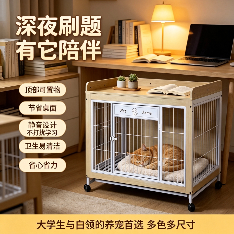宠物笼子室内狗笼子小型犬木板铁管双层带厕所分离简易安装宠物房