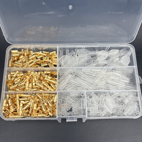 跨境320pcs子弹头3.5mm连接端子双孔一分二裸端子带绝缘护套盒装