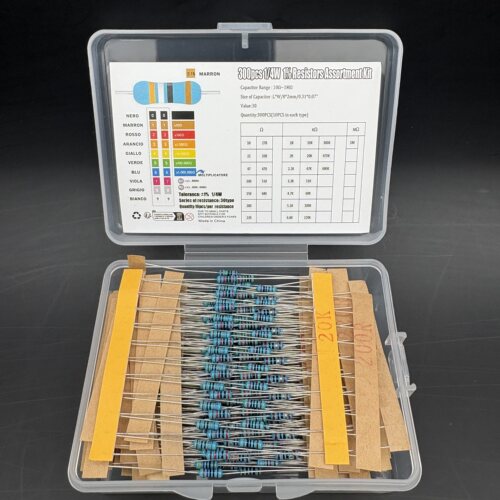 300PCS 600PCS 1/4W金属膜电阻样品包1%精度30种常用阻值每种阻值