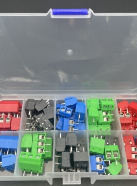 68PCS红黑蓝绿KF301-2P/3P螺钉端子5.0mmPCB可拼接端子连接器盒装