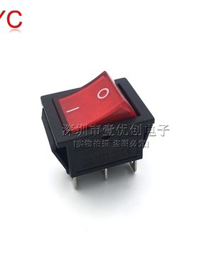 KCD4船型/形开关2档4脚6脚3档6脚 31*25mm 红黑绿色带灯翘板开关