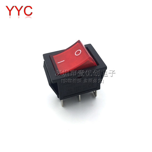 KCD4船型/形开关2档4脚6脚3档6脚 31*25mm 红黑绿色带灯翘板开关