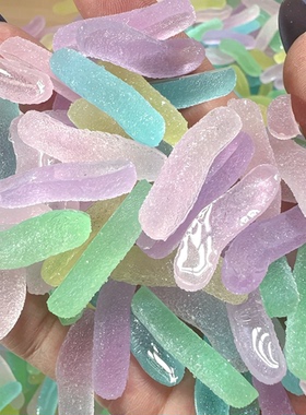 砂糖冰透细闪胖毛毛虫扭扭糖混史莱姆diy饰品捏捏乐填充物手作球