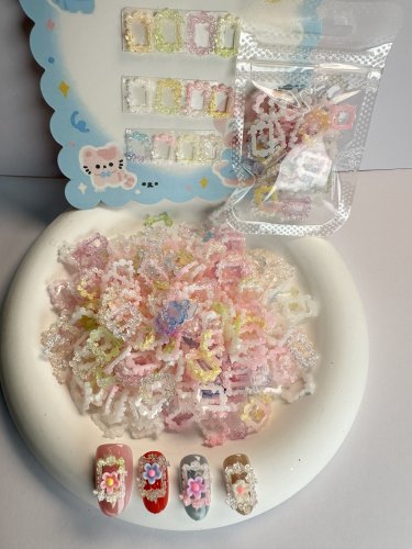 软糖相框雕花美穿戴甲diy夜光饰品配件冰透细闪实色混款珠光小份
