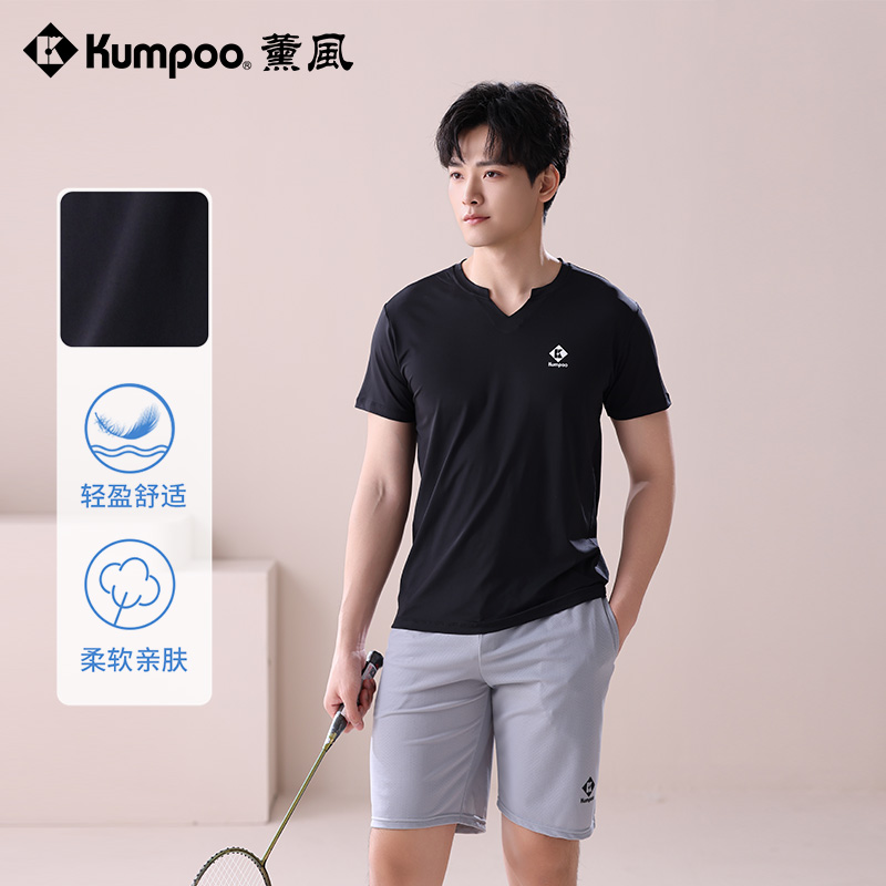 薰风kumpoo羽毛球运动球衣休闲舒适户外男士T恤短袖