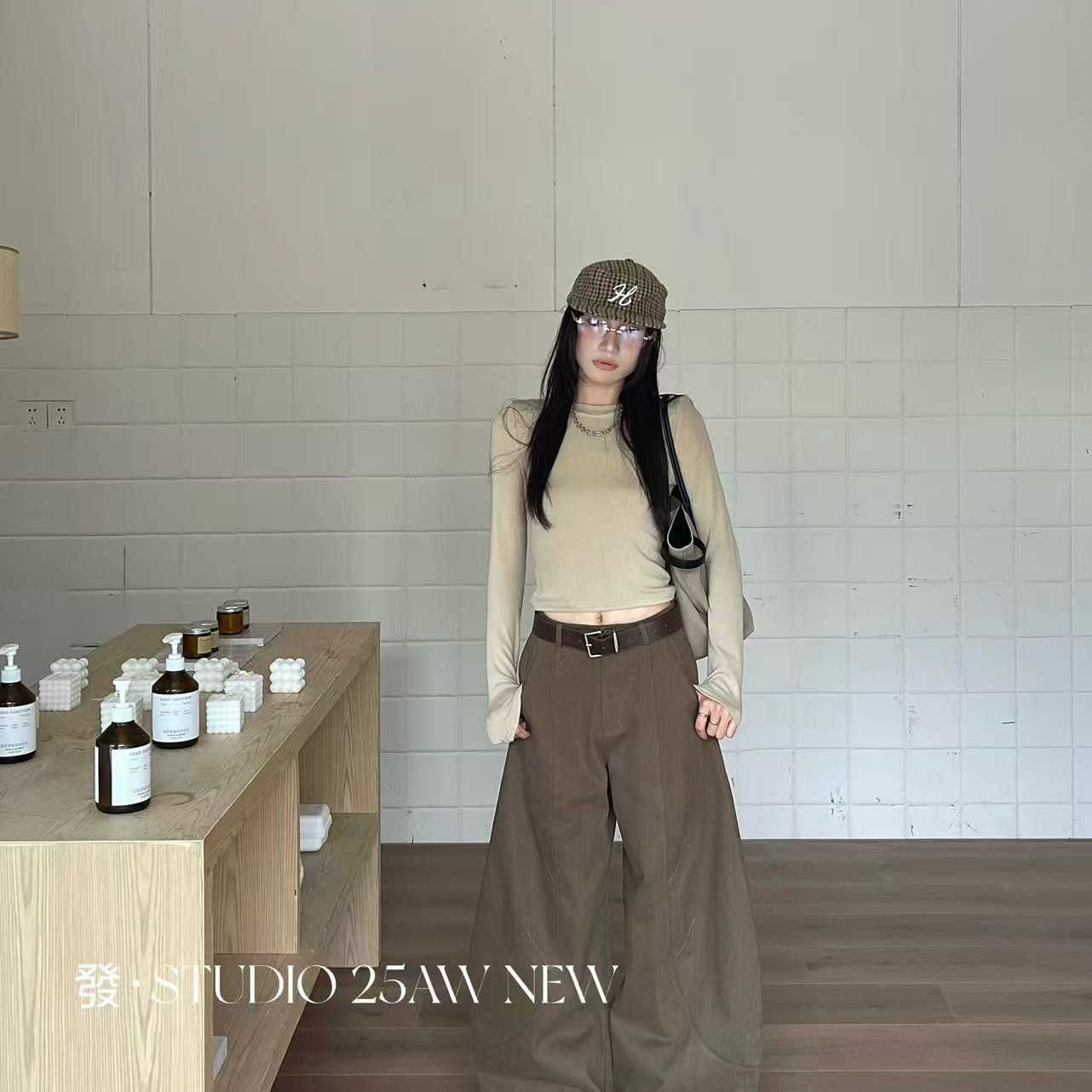 發·STUDIO-冬上新磨毛加厚光版上衣长袖T恤25917-1