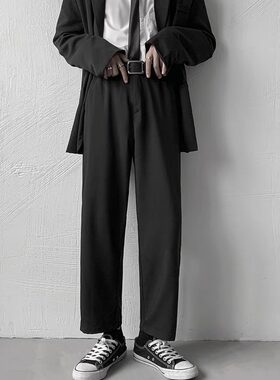 dk制服jk阔腿西装裤男裤子高街ins潮直筒宽松痞帅原宿风oversize