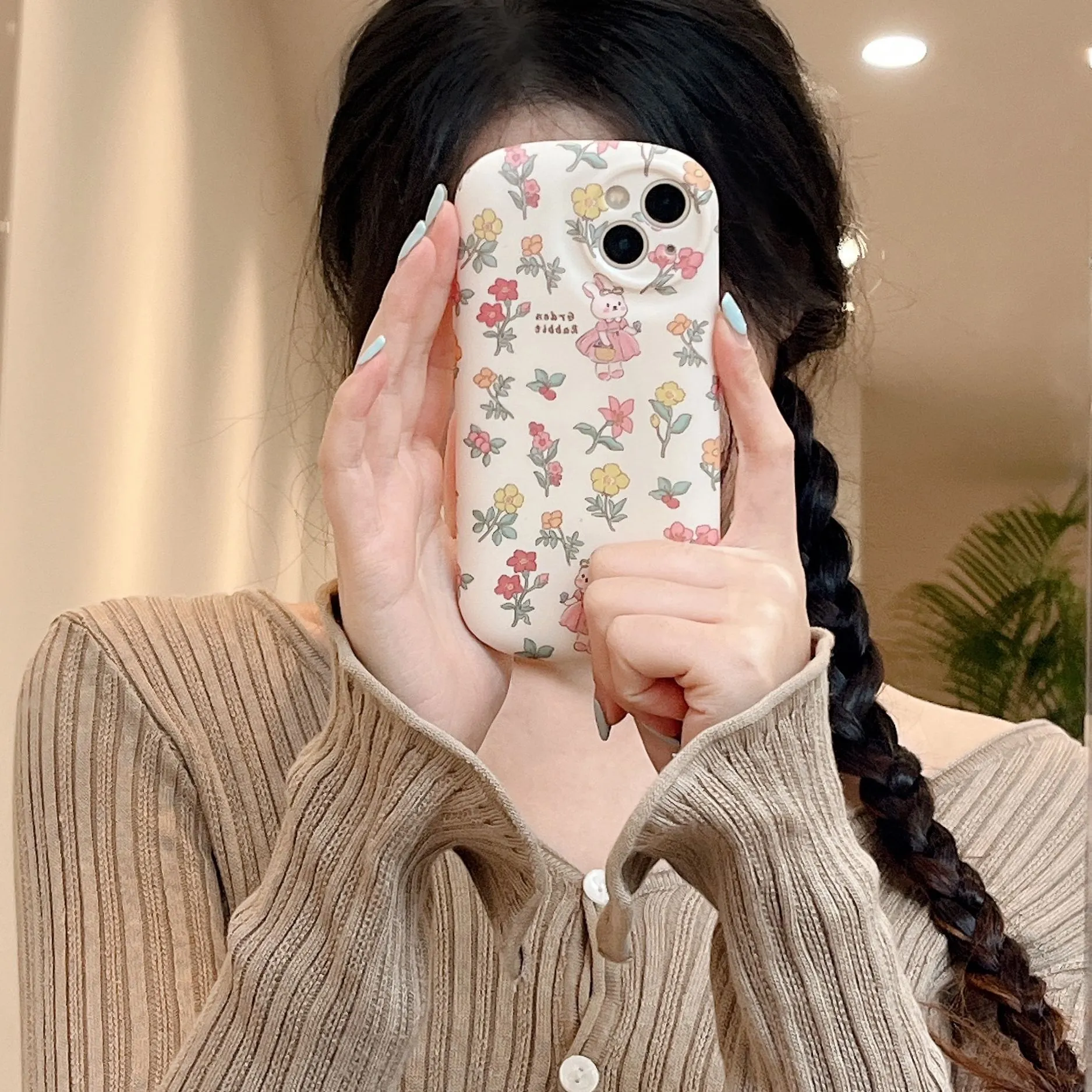 碎花小兔子适用iPhone17pro max苹果16手机壳15/14软壳肤感磨砂