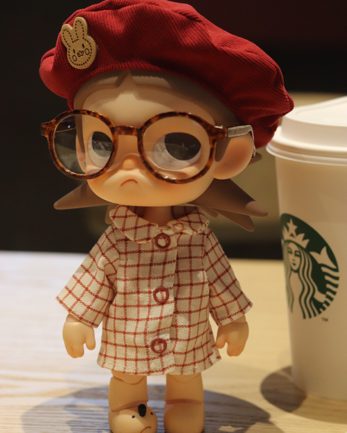 仅娃衣嘎子姐格子套装帽子加衣服开衫bjd娃衣换装娃娃衣服三件套