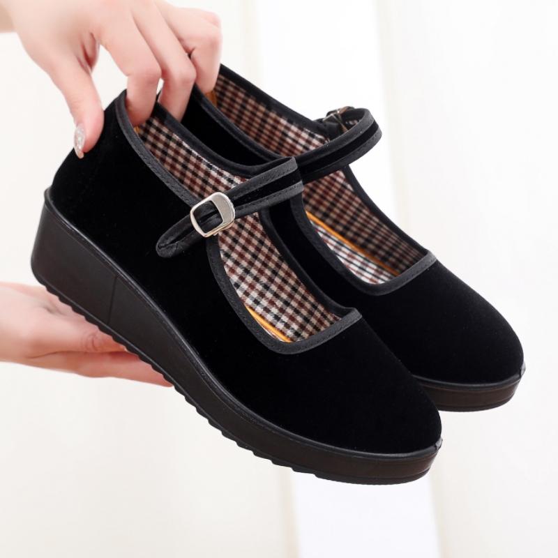 厚底鞋女厚底老北京布鞋女酒店礼仪黑色工作鞋上班鞋妈妈高跟布鞋,女鞋,传统布鞋,淘宝优惠券,粉丝福利购,淘宝优惠卷