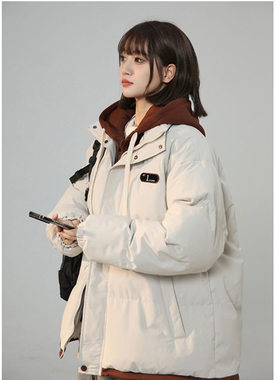 羽绒棉服冬季2026保暖加厚新款假两件情侣面包宽松学生棉衣外套