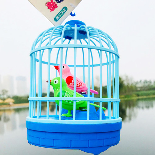 儿童仿真声控感应鸟笼玩具