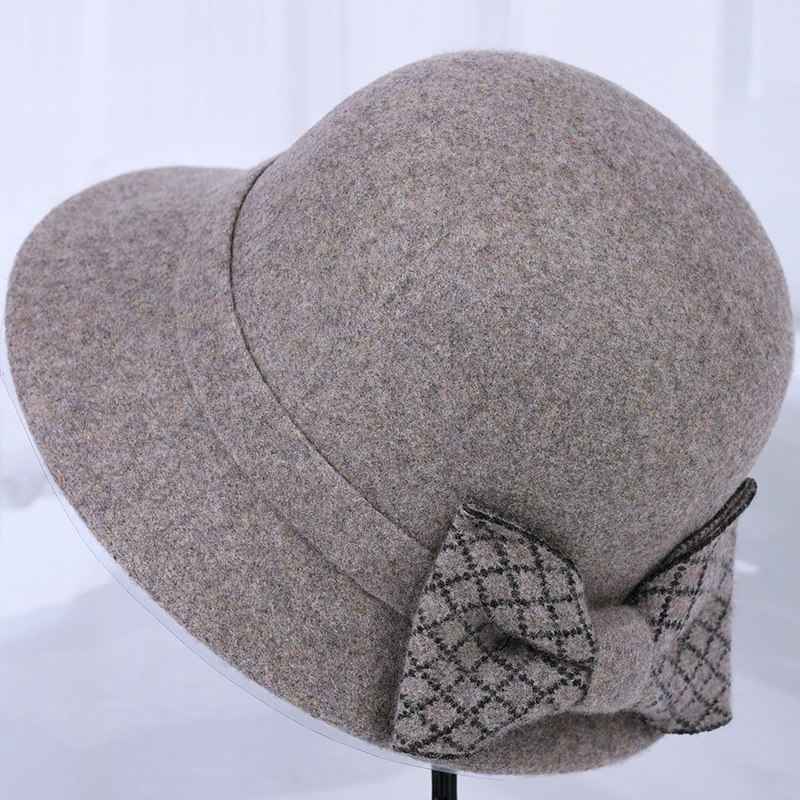 羊毛呢帽子秋冬天中年妈妈渔夫帽加厚保暖女士百搭盆帽老人奶奶帽