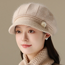 帽子女士秋冬季 妈妈洋气百搭冬天中老年人加绒加厚防寒保暖毛线帽