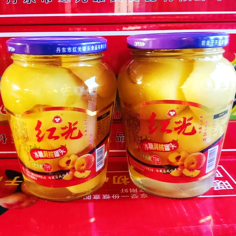 红光黄桃罐头新鲜水果玻璃瓶