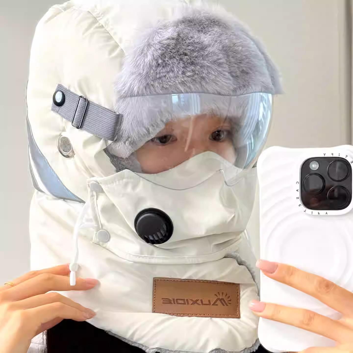 冬季骑行帽子防寒保暖围脖一体雷锋帽套头电动车风雪遮脸男女面罩