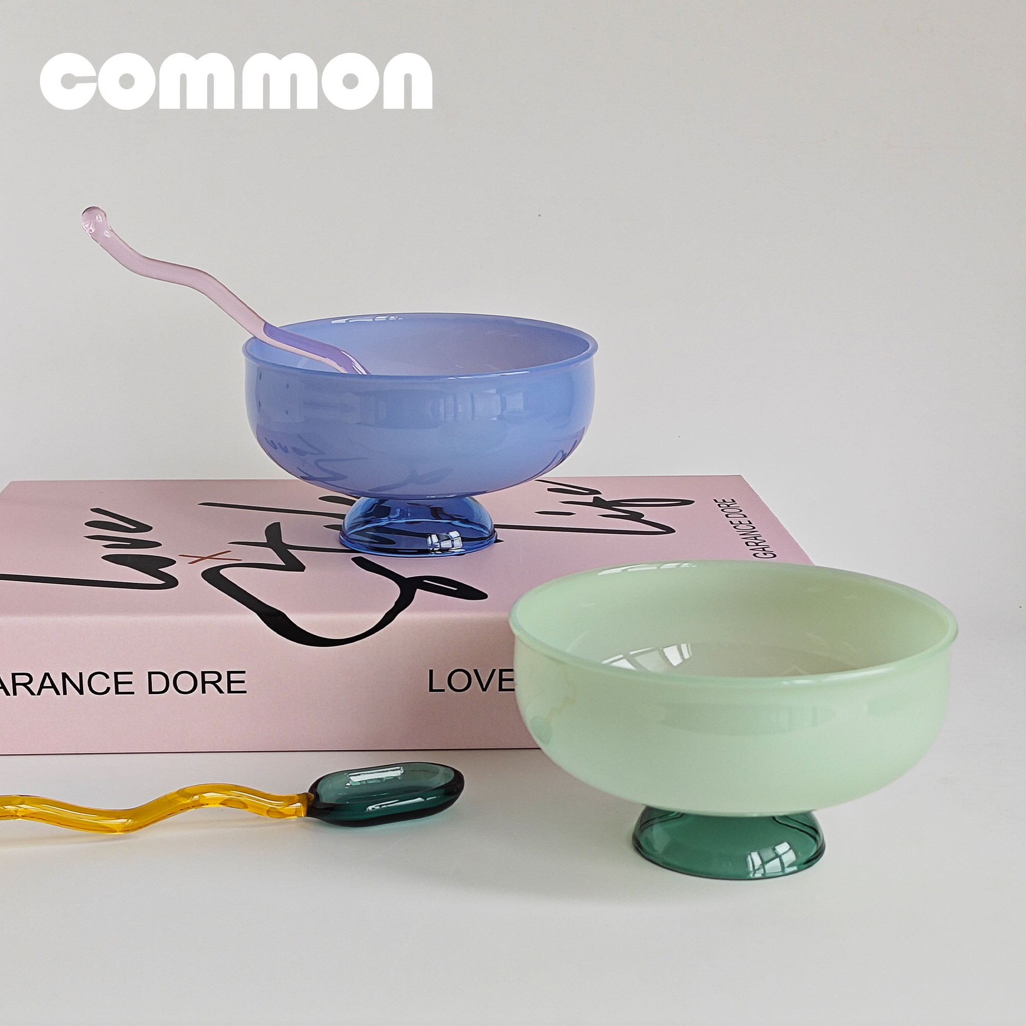 普普COMMON 韩式彩色玻璃碗高颜值酸奶碗早餐杯耐热ins风冰淇淋碗