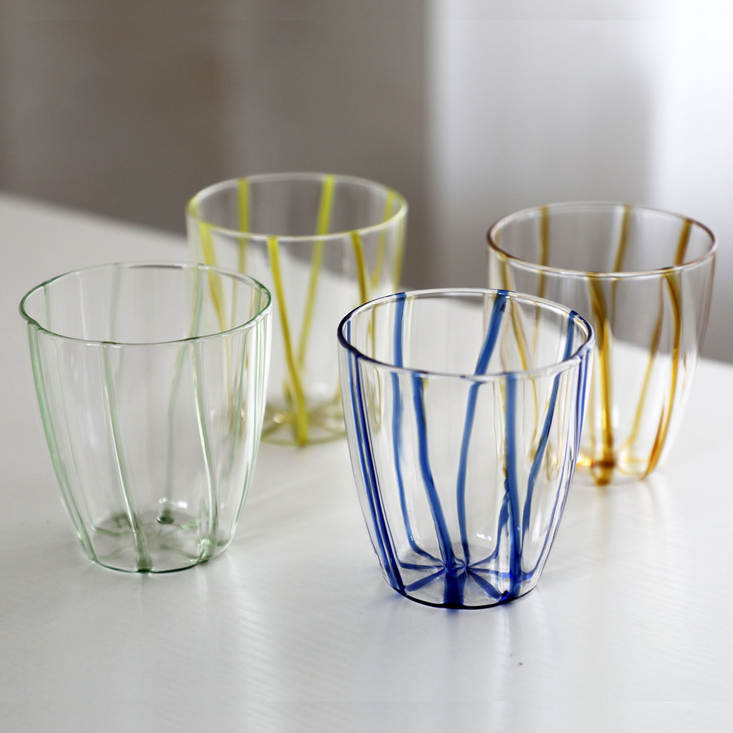 彩色条纹玻璃杯耐高温拉丝彩条咖啡杯茶杯果汁杯啤酒杯高颜值水杯